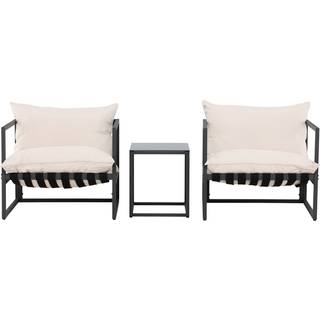 Venture Design Messina cafe gruppe Sort med beige pude 2 lænestole & bord 50 x 40 cm