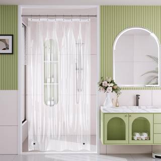 AmazerBath bruseforh?ng 48x72 klar bruseforh?ng Vandt?t plastik bruseforh?ng S?dt letv?gts PEVA bruseforh?ng til badev?relse med 2 magneter og 8