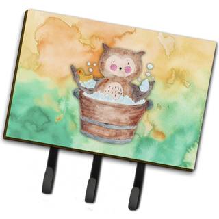 """" Caroline's Treasures Owl Bathing Watercolor Wall Hook Triple Multicolor """"