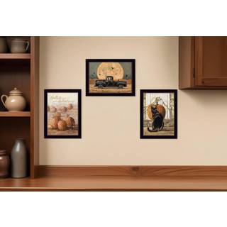 S?t med tre Harvest Moon Black Framed Kitchen Wall Art