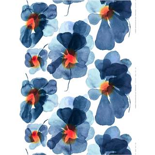 Marimekko Valssi bomuldsstof White-dark blue-orange
