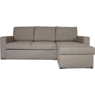 Odin sovesofa , hjørnesofa med opbevaring højre, venstrevendt grå sand.