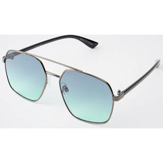 Mens Silver Blue Tinted Lense Aviator Sunglasses