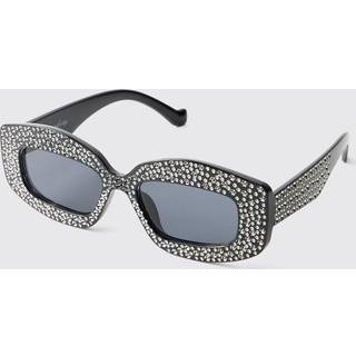 Mens Black Gem Detail Rectangular Sunglasses
