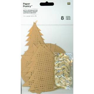 Paper Poetry Motivstickkarton X-MAS gold 8 Stück Kraftpapier mit Garn - Braun