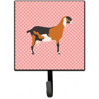"""" Caroline's Treasures Anglo Nubian Goat Pink Check Wall Hook Small Multicolor """"