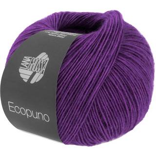 Lana Grossa Ecopuno 206 Violet Indhold: 72% bomuld, 17% ren ny merinould, 11% baby alpaca Vægt/Længde: 50 g = ca. 215 meter Anbefalede pinde: 4.00-4.50 mm Strikkefasthed: 10 x 10 cm = 24 m x 30 p Vask:Håndvask / Tørres fladt.