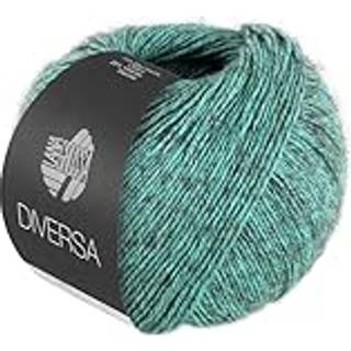 Lana Grossa Diversa 27 Lys turkis Indhold: 74% bomuld, 26% viskose Vægt/Længde: 50 g = ca. 210 meter Anbefalede pinde: 3.5-4 mm Strikkefasthed: 10 x 10 cm = 24 m x 32 p Vask:Finvask 30º/ Tørres fladt.