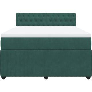 Kontinentalseng Med Madras Fløjl Mørkegrøn - Med pynteknapper / 160 x 200 cm