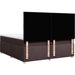 kontinentalseng med madras 200x200 cm stof mørkebrun