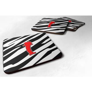 """" Caroline's Treasures CJ1024-IFC Monogram-Zebra Red Foam Coasters (Sæt med 4) indledende bogstav I 3.5 """" ""H x 3,5"" """" ""W multicolor"" ""