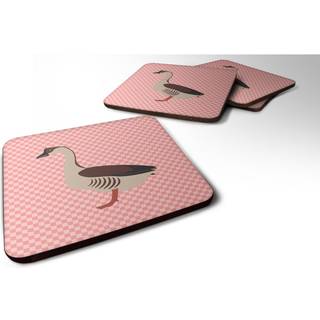 """" Caroline's Treasures Chinese Goose Pink Check Decorative Coasters 3.5 """" """" Multicolor """"