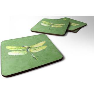 """" Caroline's Treasures 8864FC Dragonfly på Avacado Foam Coasters (Sæt på 4) 3,5 """" ""H X 3,5"" """" W Multicolor """"