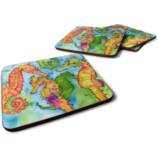 """" Caroline's Treasures 8546FC Seahorse Foam Coasters (Sæt på 4) 3.5 """" ""H x 3.5"" """" W multicolor """"