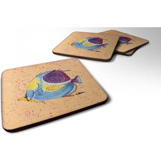 """" Caroline's Treasures 8529FC Tropical Fish Foam Coasters (Sæt på 4) 3,5 """" ""H X 3,5"" """" W multicolor """"