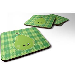 """" Caroline's Treasures Pear Face Foam Coaster Set på 4 3,5 multicolor """"