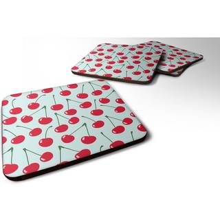 """" Caroline's Treasures Cherries on Blue Foam Coaster Set på 4 3,5 multicolor """"