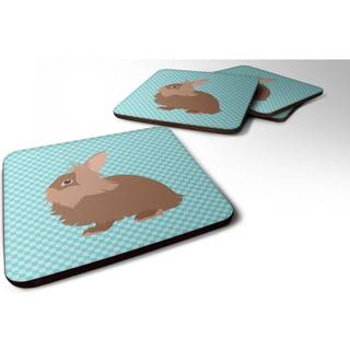 """" Caroline's Treasures Lionhead Rabbit Blue Check Decorative Coasters 3.5 Multicolor """"