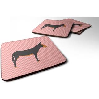 """" Caroline's Treasures Catalan Donkey Pink Check Decorative Coasters 3.5 Multicolor """"