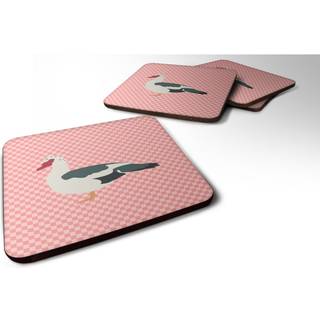 """" Caroline's Treasures Muscovy Duck Pink Check Decorative Coasters 3.5 multicolor """"