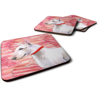 """" Caroline's Treasures Bull Terrier Love Decorative Coasters Multicolor """"
