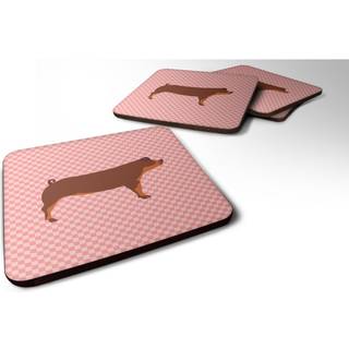 """" Caroline's Treasures Duroc Pig Pink Check Decorative Coasters 3.5 Multicolor """"