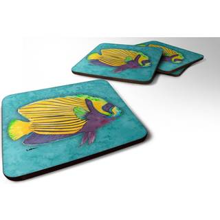 """" Caroline's Treasures 8674FC Fish Tropical on Teal Foam Coasters (Sæt på 4) 3,5 """" """" H X 3,5 """" ""W Multicolor"" ""