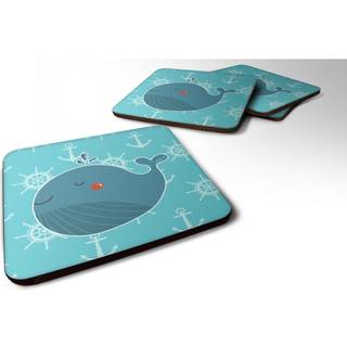 """" Caroline's Treasures Blue Whale Foam Coaster Set på 4 3,5 multicolor """"