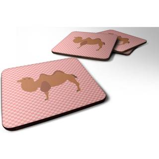 """" Caroline's Treasures Bactrian Camel Pink Check Decorative Coasters 3.5 multicolor """"