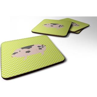 """" Caroline's Treasures Gloucester Old Spot Pig Green Decorative Coasters 3.5 Multicolor """"