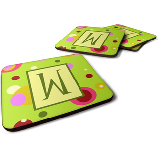 """" Caroline's Treasures CJ1010-WFC Monogram-Green Foam Coasters (Sæt med 4) indledende bogstav W 3.5 """" ""H X 3,5"" """" W Multicolor """"