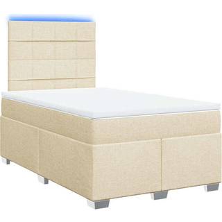 kontinentalseng med madras 120x200 cm stof cremefarvet