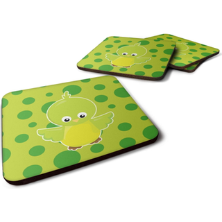 """" Caroline's Treasures Bird On Green Polkadots Foam Coaster Set på 4 3,5 multicolor """"