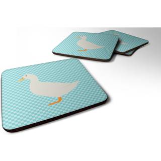 """" Caroline's Treasures American Pekin Duck Blue Check Decorative Coasters 3.5 """" """" Multicolor """"