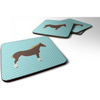 """" Caroline's Treasures Percheron Horse Blue Check Decorative Coasters 3.5 Multicolor """"