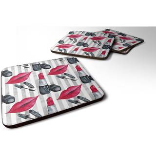"""" Caroline's Treasures Watercolor Lipstick and Gray Stripes Decorative Coasters 3.5 flerfarve """"
