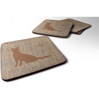 """" Caroline's Treasures BB1071-BL-BN-FC Cat Burlap og Brown Foam Coasters (Sæt på 4) 3,5 """" ""H X 3,5"" """" ""W Multicolor"" ""