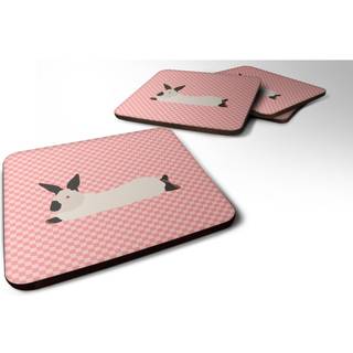 """" Caroline's Treasures California White Rabbit Pink Check Decorative Coasters 3.5 multicolor """"