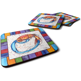 """" Caroline's Treasures 8438-ofc Beach and Seafood Foam Coasters (Sæt på 4) 3,5 """" ""H X 3,5"" """" W Multicolor """"