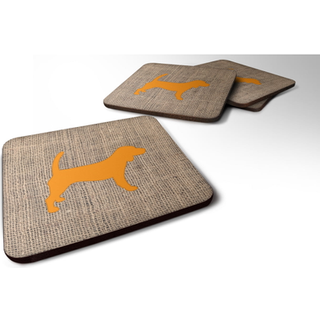 """" Caroline's Treasures BB1087-BL-eller-FC Beagle Burlap og Orange Foam Coasters (Sæt på 4) 3,5 """" ""H X 3,5"" """" ""W Multicolor"" ""