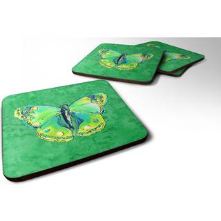 """" Caroline's Treasures 8863FC Butterfly Green på Green Foam Coasters (Sæt på 4) 3,5 """" ""H X 3,5"" """" W Multicolor """"
