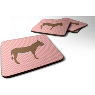 """" Caroline's Treasures Cotentin Donkey Pink Check Decorative Coasters 3.5 """" ""Multicolor"" ""