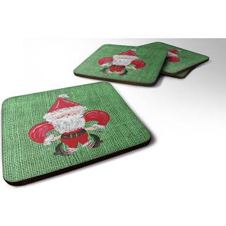 """" Caroline's Treasures 8746FC Christmas Santa Fleur de Lis Foam Coasters (Sæt på 4) 3.5 """" ""H X 3,5"" """" W Multicolor """"