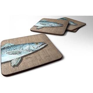 """" Caroline's Treasures 8737FC Fish Speckled Trout Foam Coasters (Sæt på 4) 3,5 """" ""H X 3,5"" """" W Multicolor """"