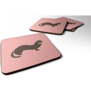 """" Caroline's Treasures Russian eller European Mink Pink Check Decorative Coasters 3.5 Multicolor """"