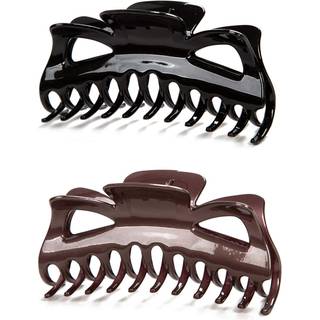 Prettyou tyk hår Super store klip Crystal Plastic Claw Clamps Hairgrips Clips Tilbehør til kvinder 2 Pack. (D)