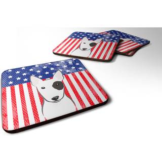 """" Caroline's Treasures BB2139FC American Flag og Bull Terrier Foam Coaster (Sæt på 4) 3.5 """" ""Multicolor"" ""