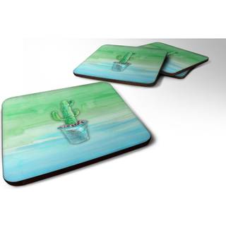 """" Caroline's Treasures Cactus Teal and Green Watercolor Decorative Coasters 3.5 Multicolor """"