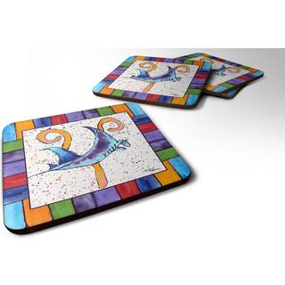 """" Caroline's Treasures 8448-YFC Beach and Seafood Foam Coasters (Sæt på 4) 3,5 """" ""H X 3,5"" """" W Multicolor """"