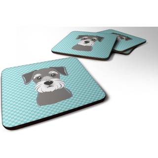 """" Caroline's Treasures BB1144FC Checkerboard Blue Schnauzer Foam Coaster (Sæt på 4) 3,5 """" ""H X 3,5"" """" ""W Multicolor"" ""